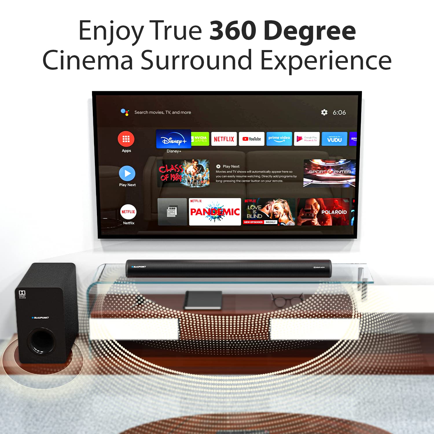 SBWL100 Dolby Audio Soundbar with 8 INCH Wireless Subwoofer