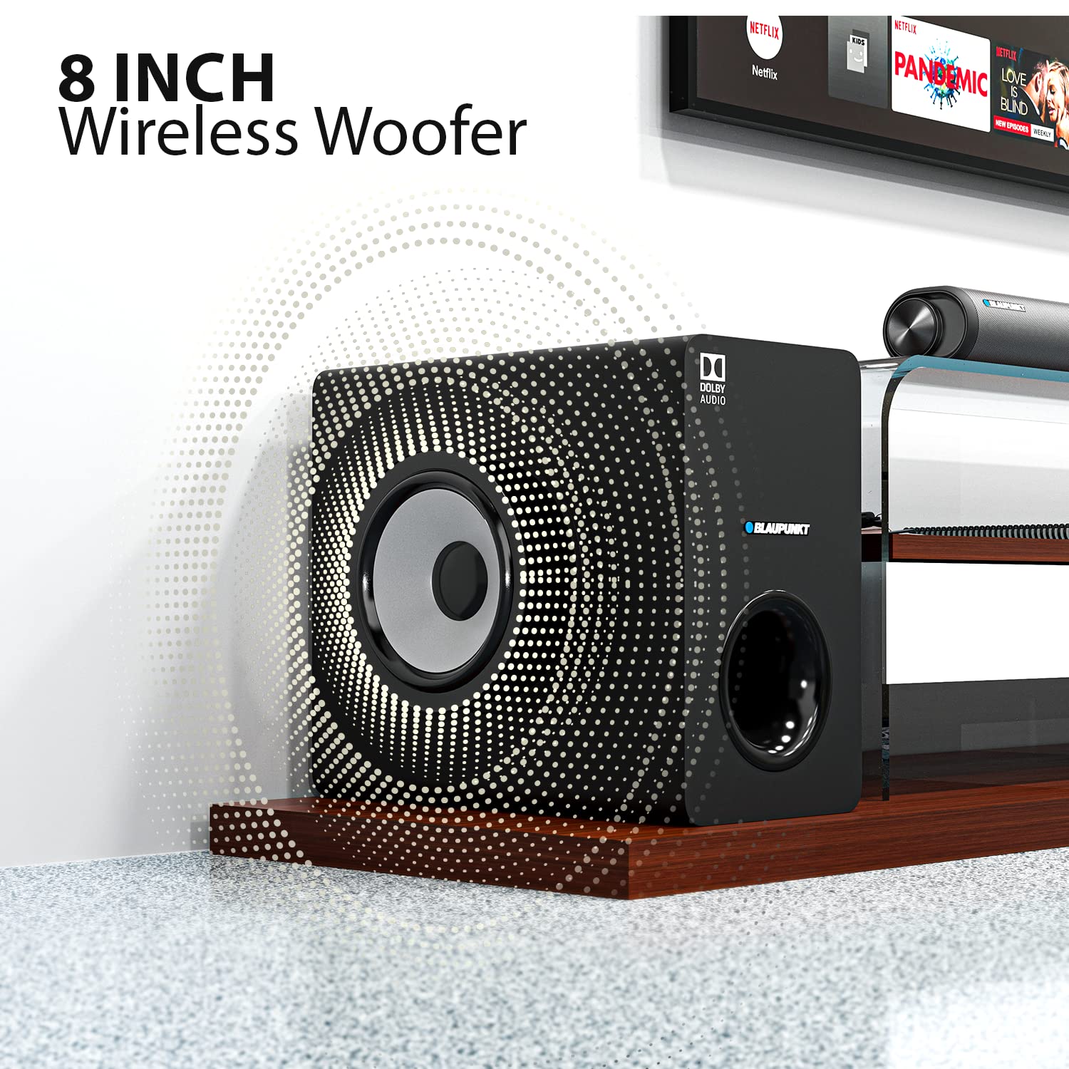 SBWL100 Dolby Audio Soundbar with 8 INCH Wireless Subwoofer