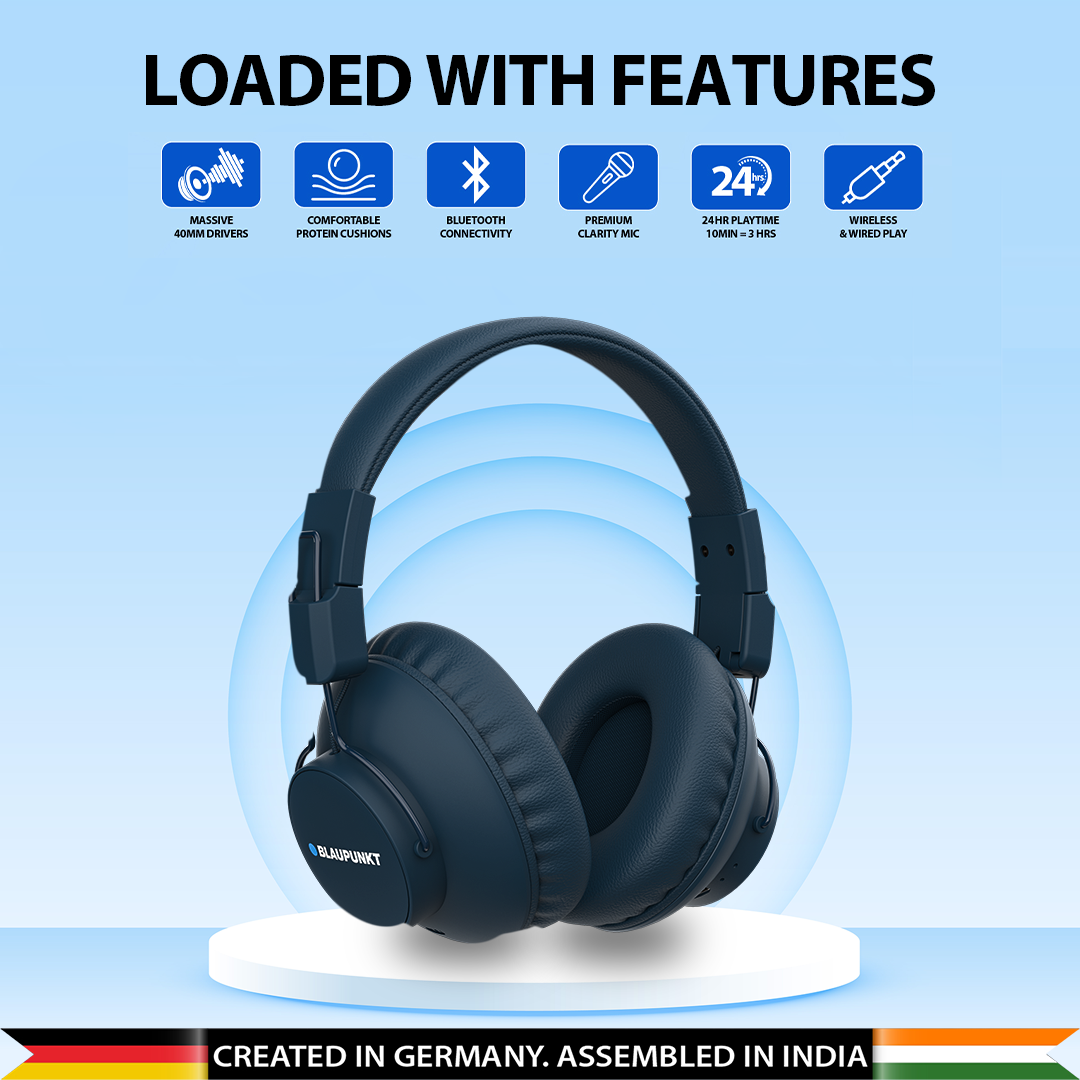 BH41 Bluetooth Wireless Over-Ear Headphone (Blue)