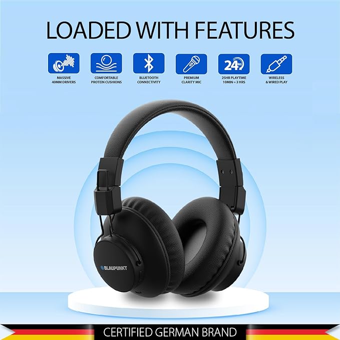 BH41 Bluetooth Wireless Over Ear Headphone (Black)