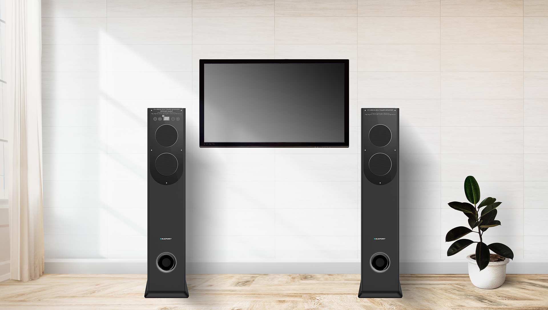 TS100 DOLBY Bluetooth 200W Tower Speakers Black