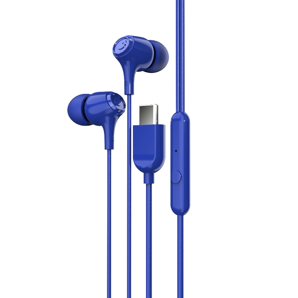 EM-01 Type C Wired Earphone with Noise Cancellation (Blue)