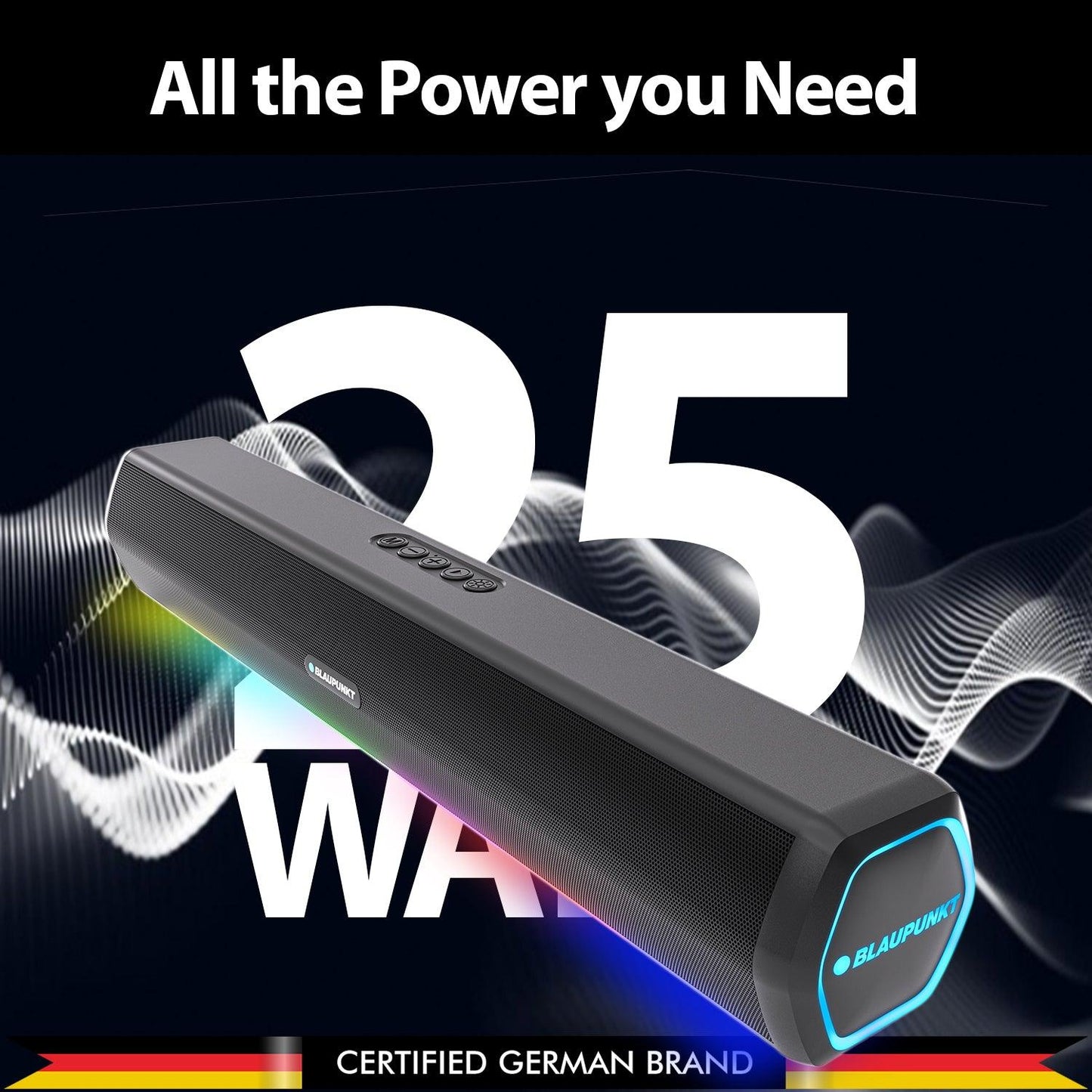 SBA20 Pro Wireless Bluetooth Soundbar with 25W (BK) - Blaupunkt India