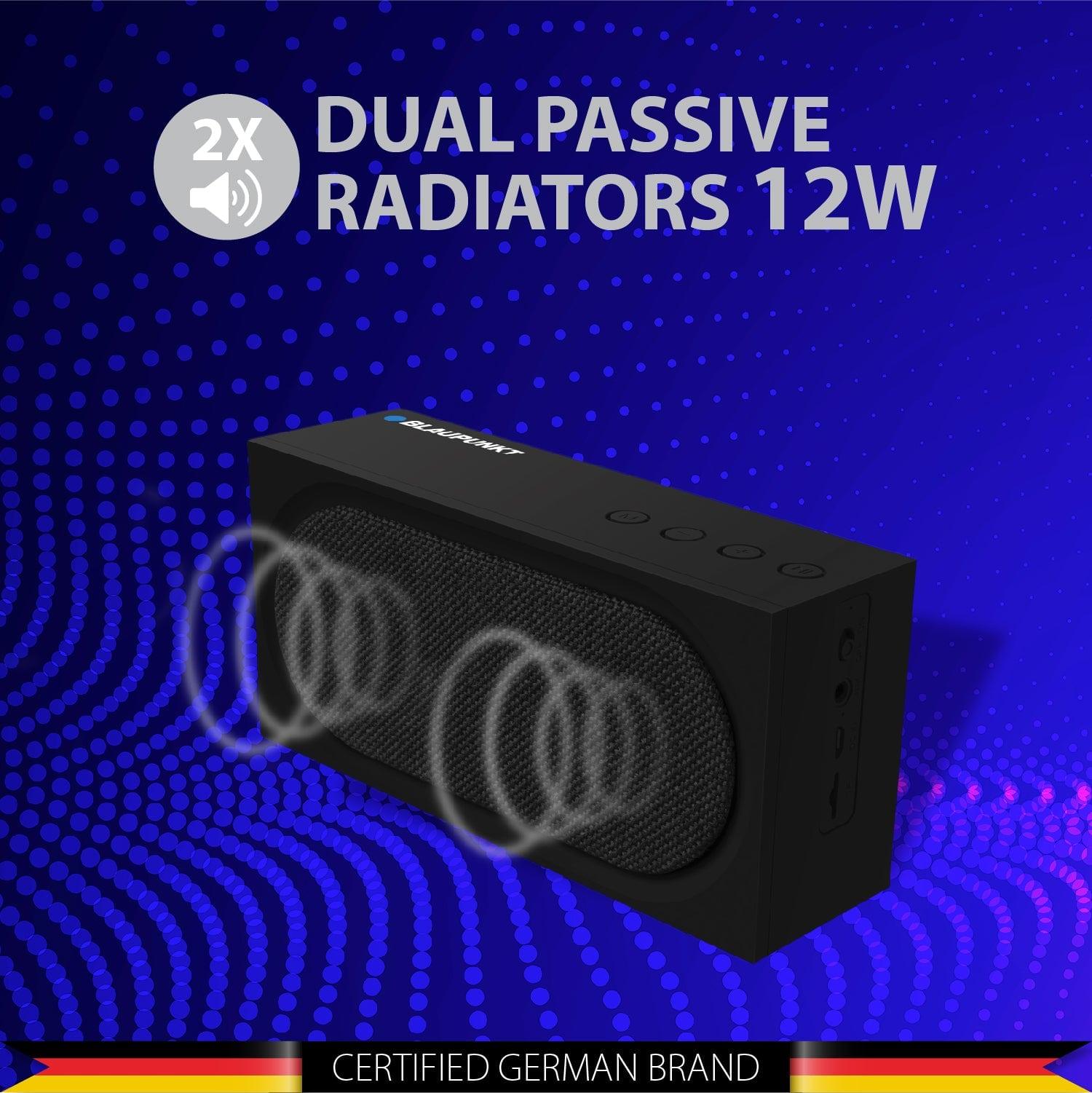 BT-55 Black Portable Wireless Bluetooth Speaker | Dual Passive Radiators Bluetooth Speaker with FM
