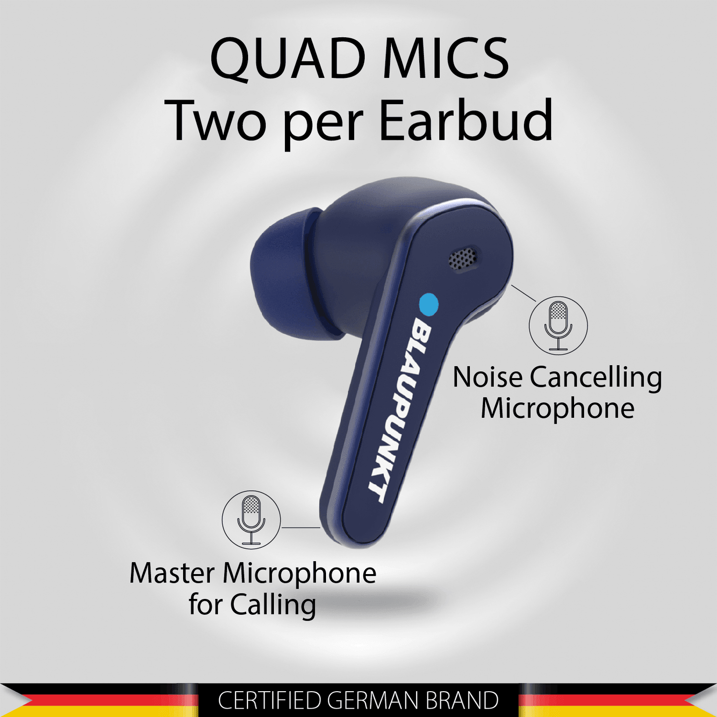 BTW07 MOKSHA ANC BL Truly Wireless Earbuds - Noise Cancelling Microphone