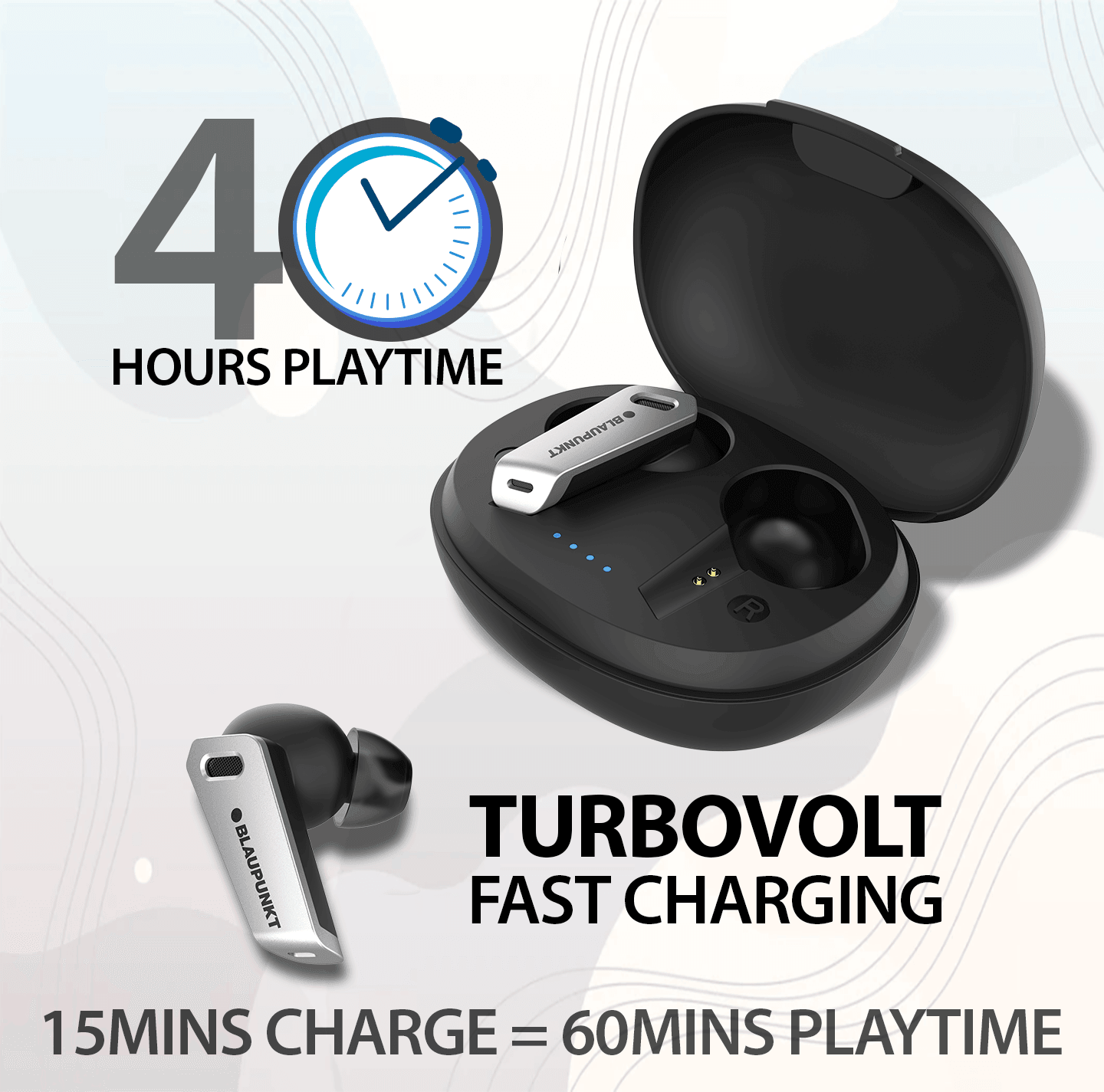 Blaupunkt BTW300 Black Earbuds |TurboVolt Charging