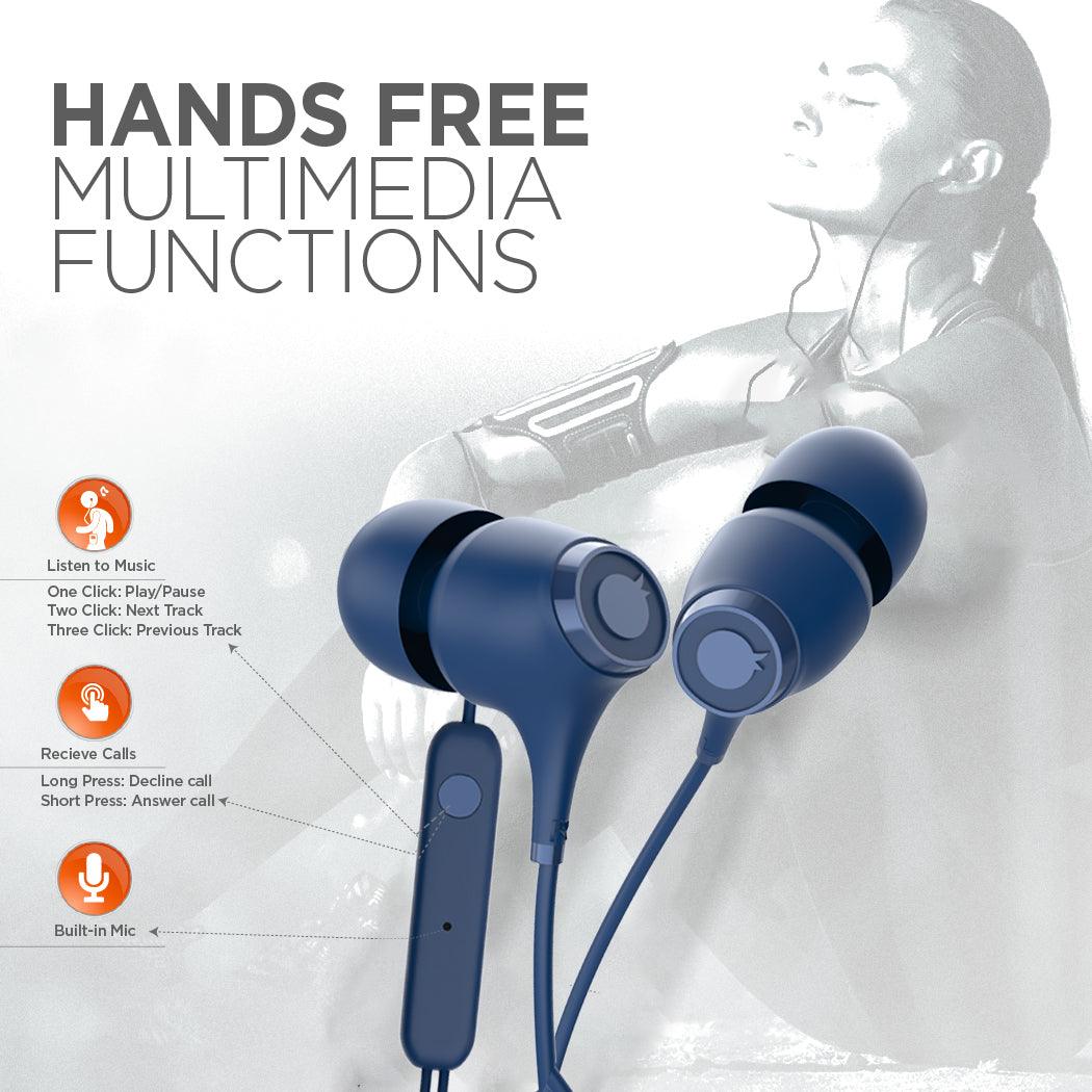 Blaupunkt EM-01 Wired Earphone Black| Passive Noise Cancellation