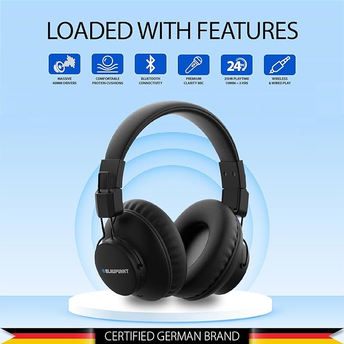 BH41  Bluetooth Wireless Over Ear Headphone (Black)