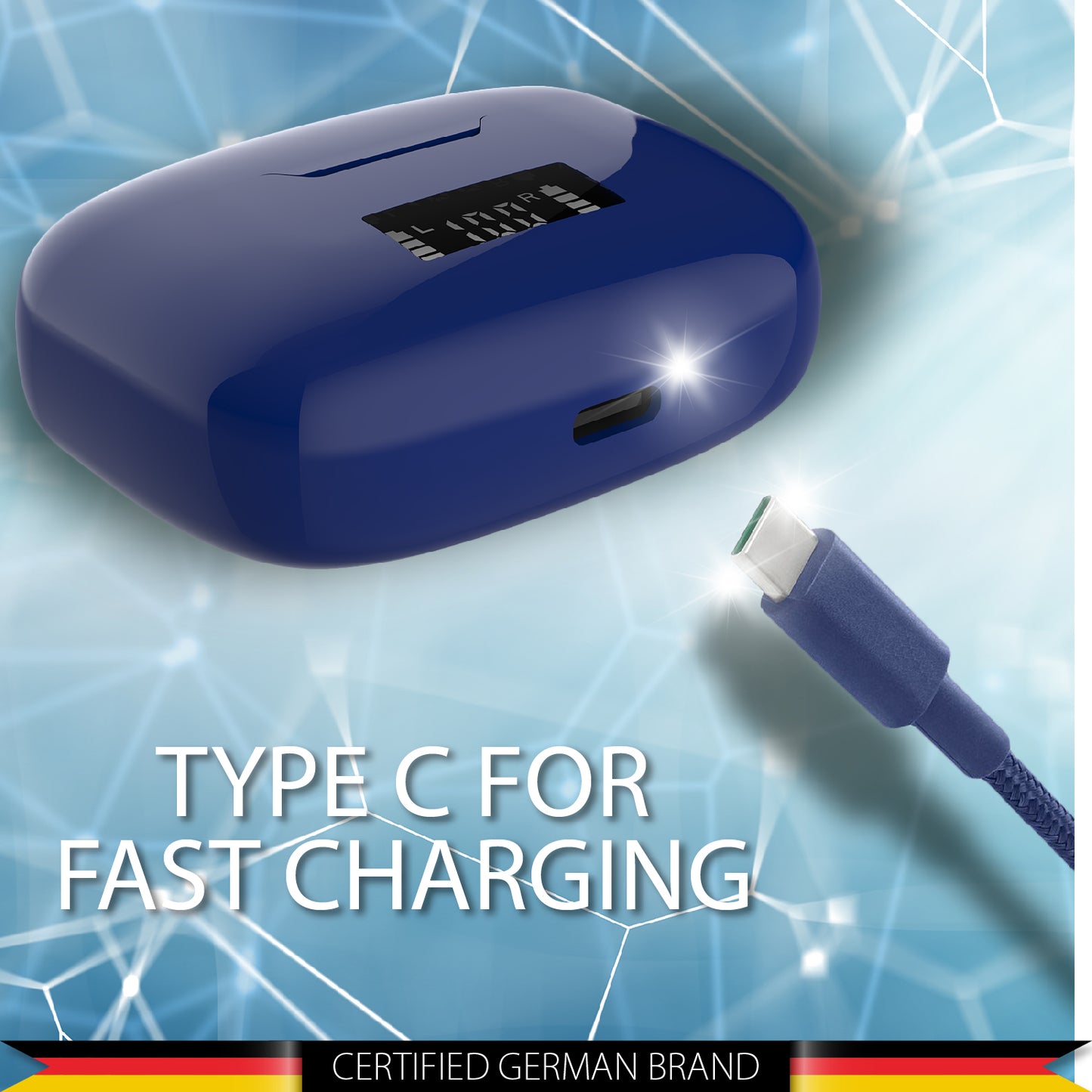 BTW10S TWS with LED Indicator Refurbished (Blue)
