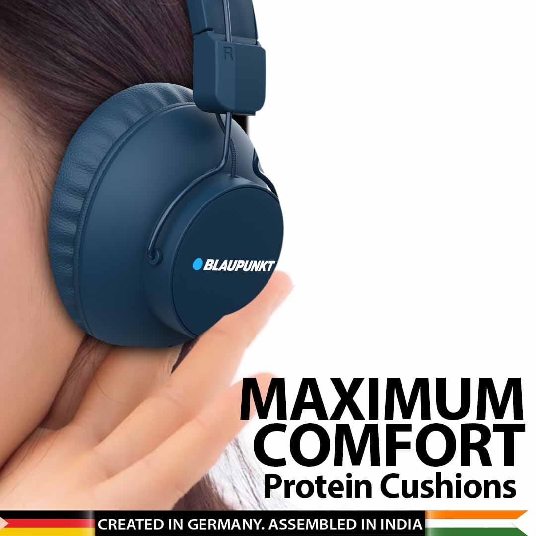 BH41 Bluetooth Wireless Over-Ear Headphone (Blue) - Blaupunkt India