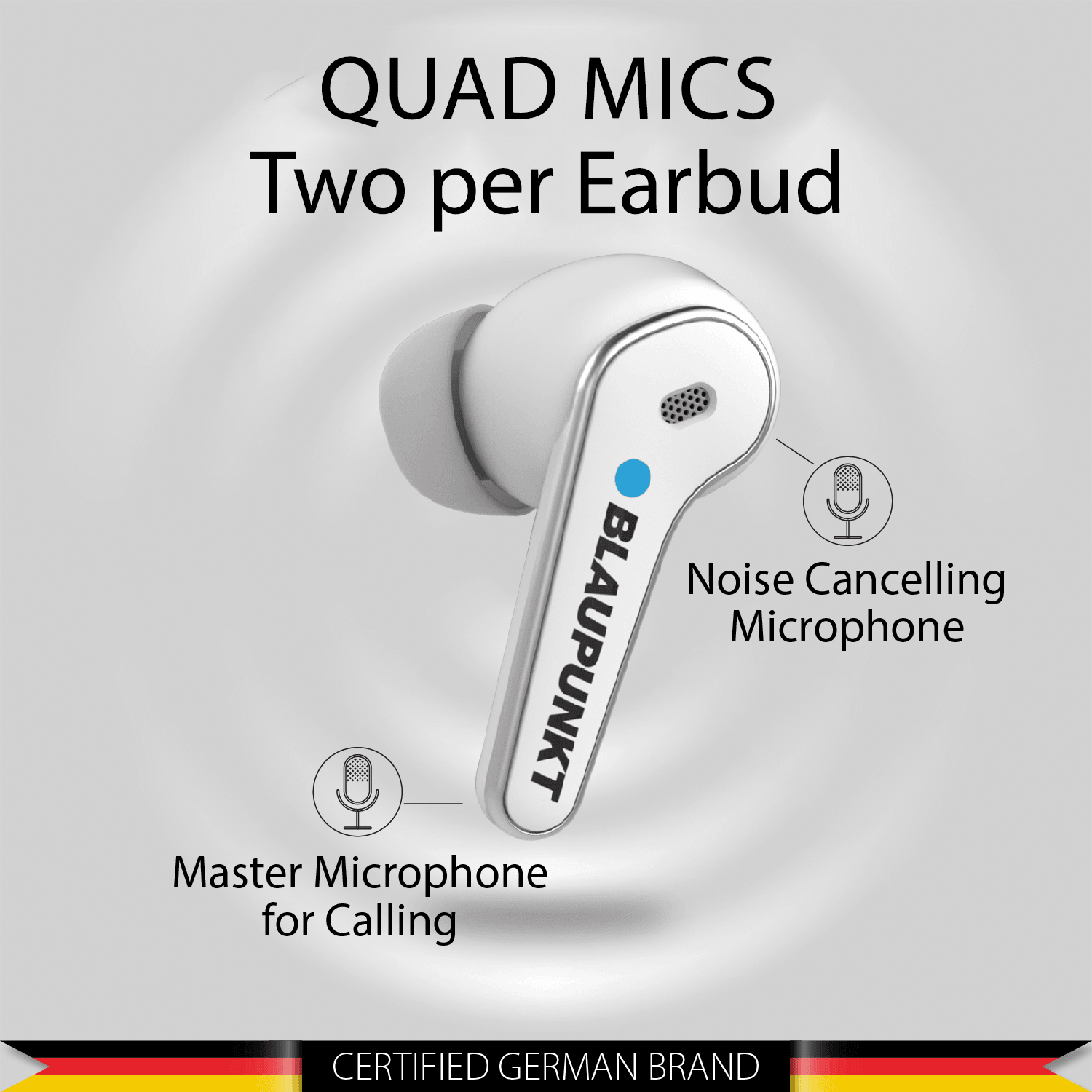 Blaupunkt BTW07 MOKSHA ANC WH Truly Wireless Earbuds - Noise cancelling Microphone