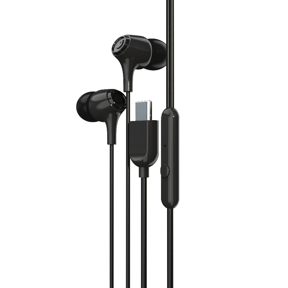 EM-01 Type C Wired Earphone with Noise Cancellation (Black)