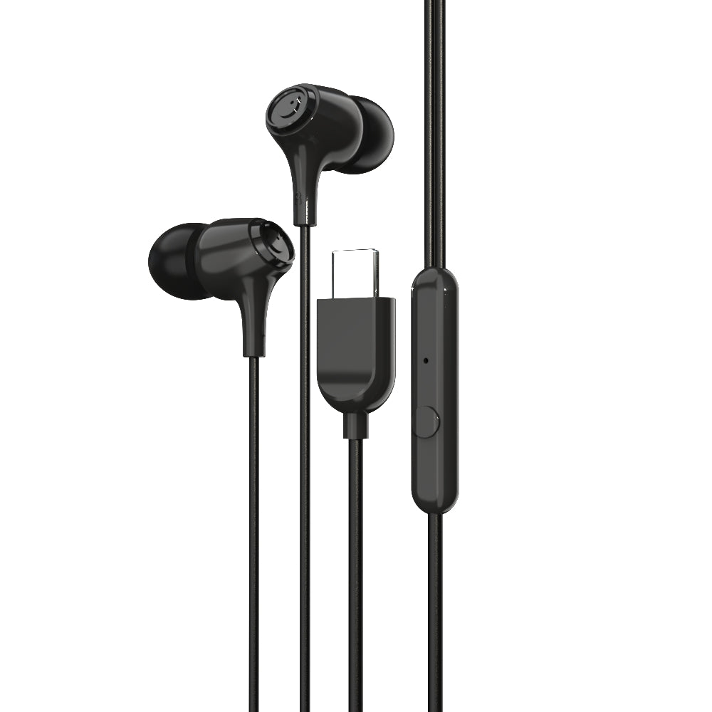 EM-01 Type C Wired Earphone with Noise Cancellation (Black)