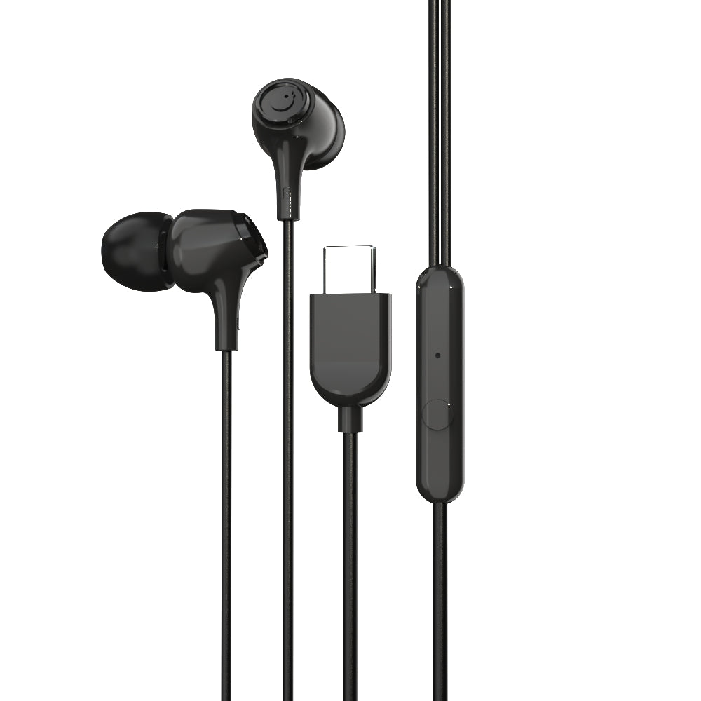 EM-01 Type C Wired Earphone with Noise Cancellation (Black)