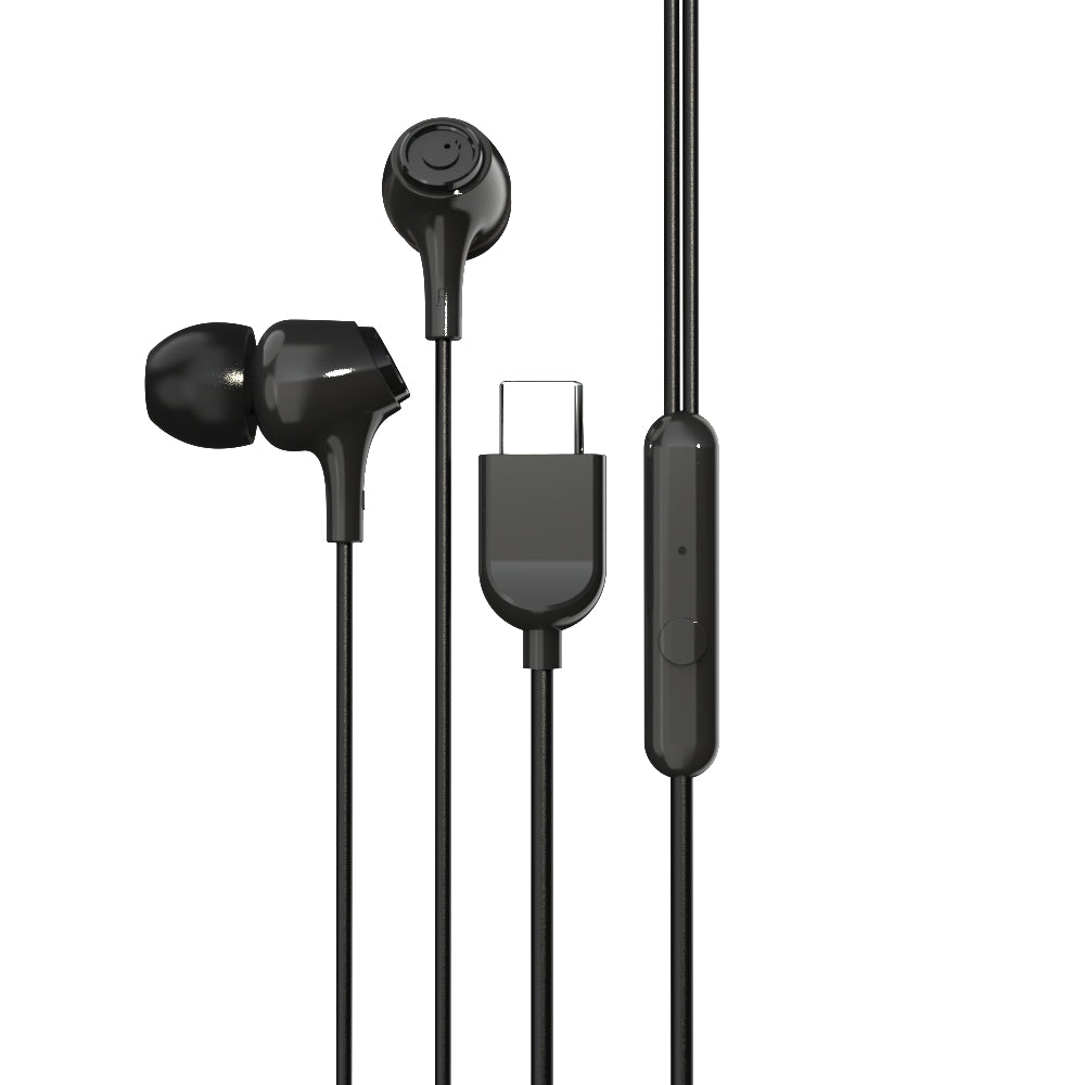 EM-01 Type C Wired Earphone with Noise Cancellation (Black)