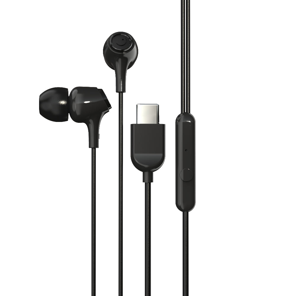 EM-01 Type C Wired Earphone with Noise Cancellation (Black)