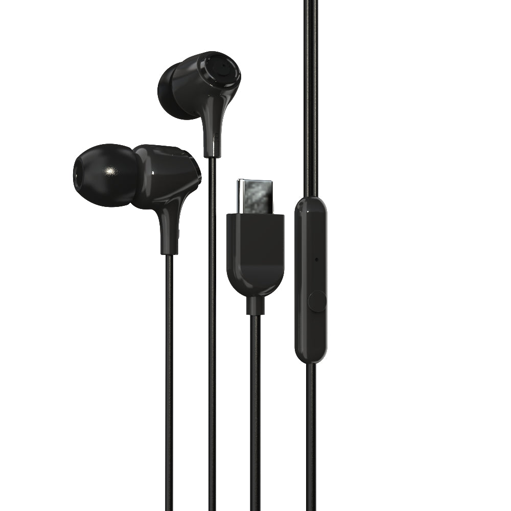 EM-01 Type C Wired Earphone with Noise Cancellation (Black)