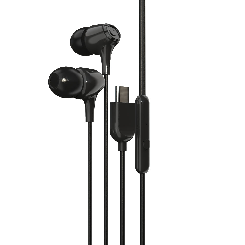 EM-01 Type C Wired Earphone with Noise Cancellation (Black)