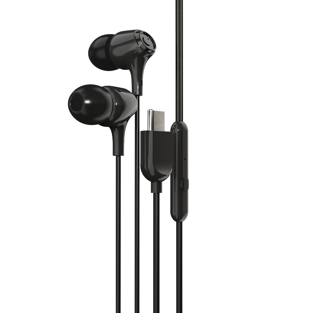 EM-01 Type C Wired Earphone with Noise Cancellation (Black)