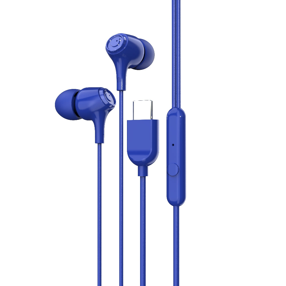 EM-01 Type C Wired Earphone with Noise Cancellation (Blue)