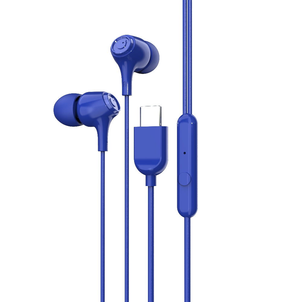 EM-01 Type C Wired Earphone with Noise Cancellation (Blue)