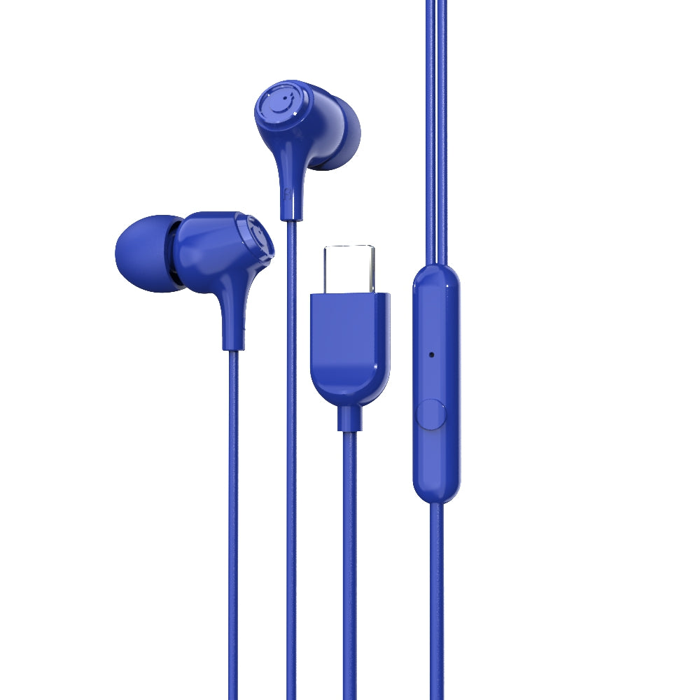 EM-01 Type C Wired Earphone with Noise Cancellation (Blue)