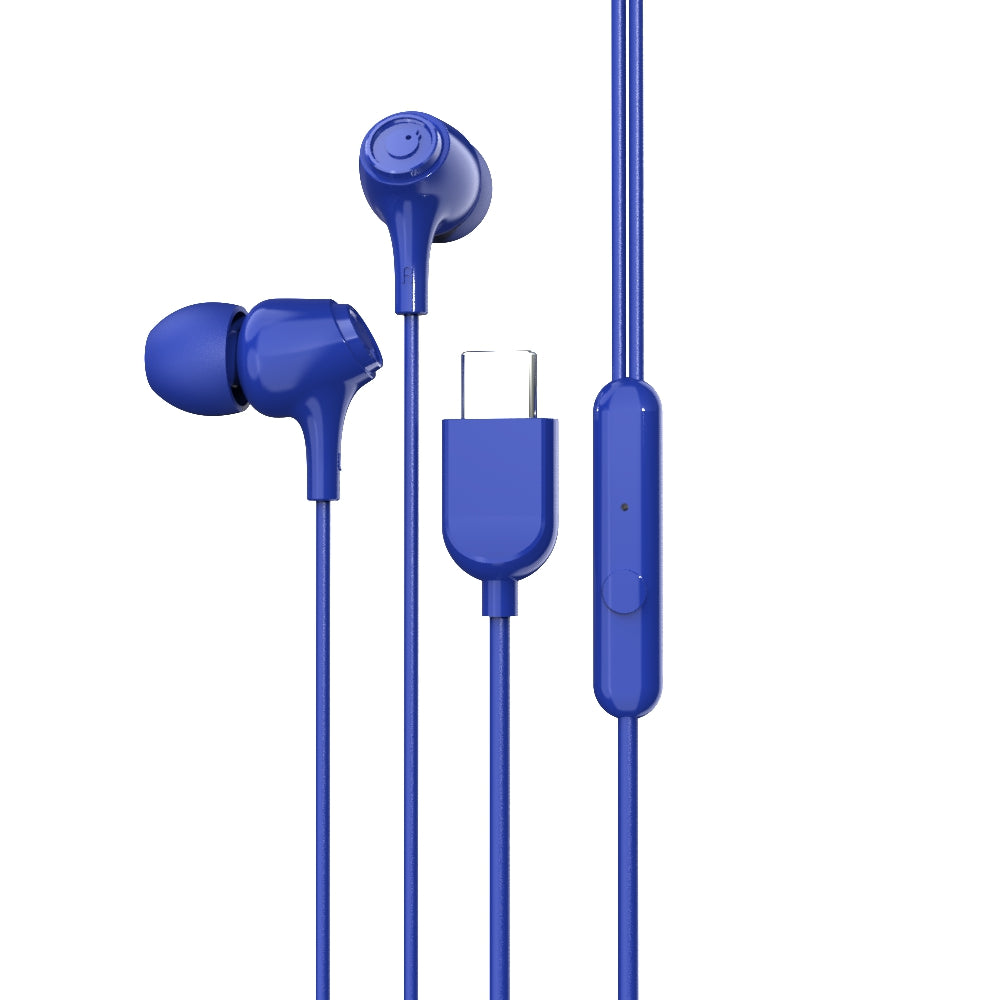 EM-01 Type C Wired Earphone with Noise Cancellation (Blue)