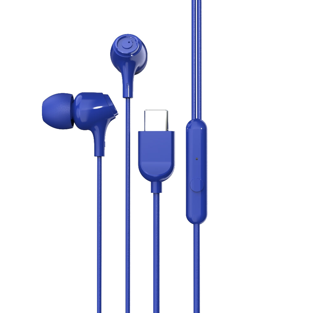 EM-01 Type C Wired Earphone with Noise Cancellation (Blue)