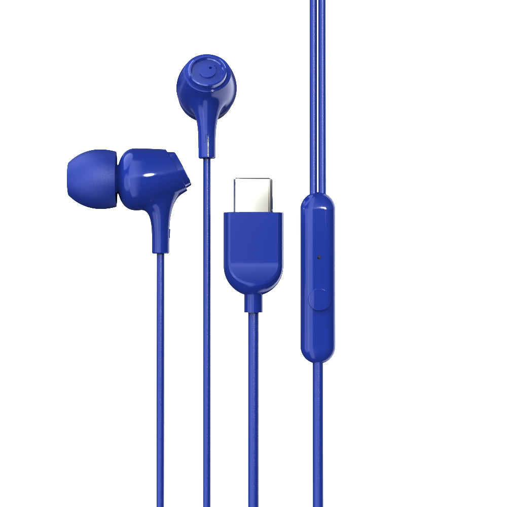 EM-01 Type C Wired Earphone with Noise Cancellation (Blue)