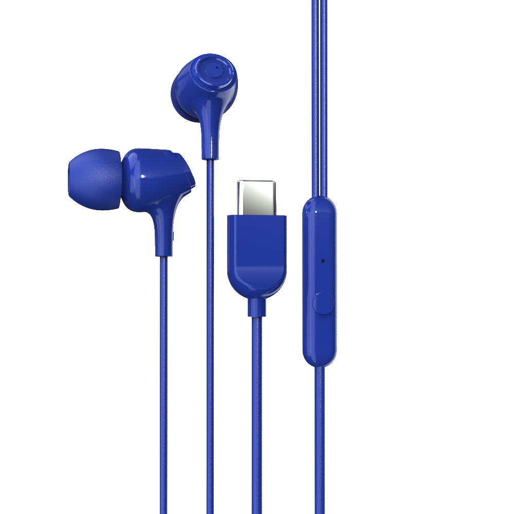 EM-01 Type C Wired Earphone with Noise Cancellation (Blue)