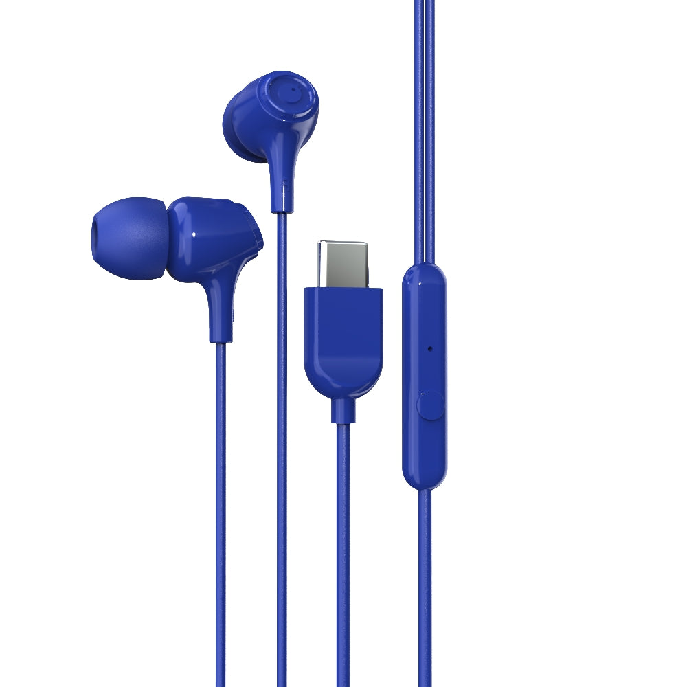 EM-01 Type C Wired Earphone with Noise Cancellation (Blue)