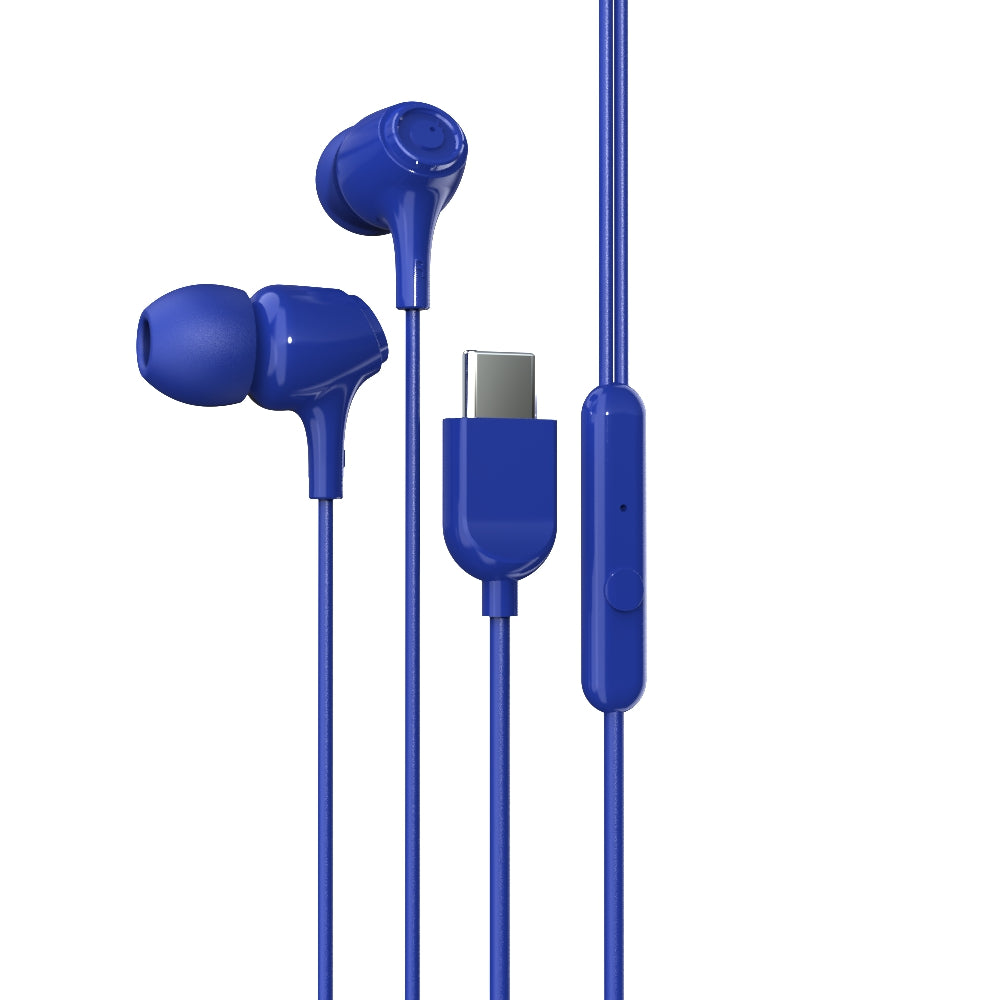 EM-01 Type C Wired Earphone with Noise Cancellation (Blue)