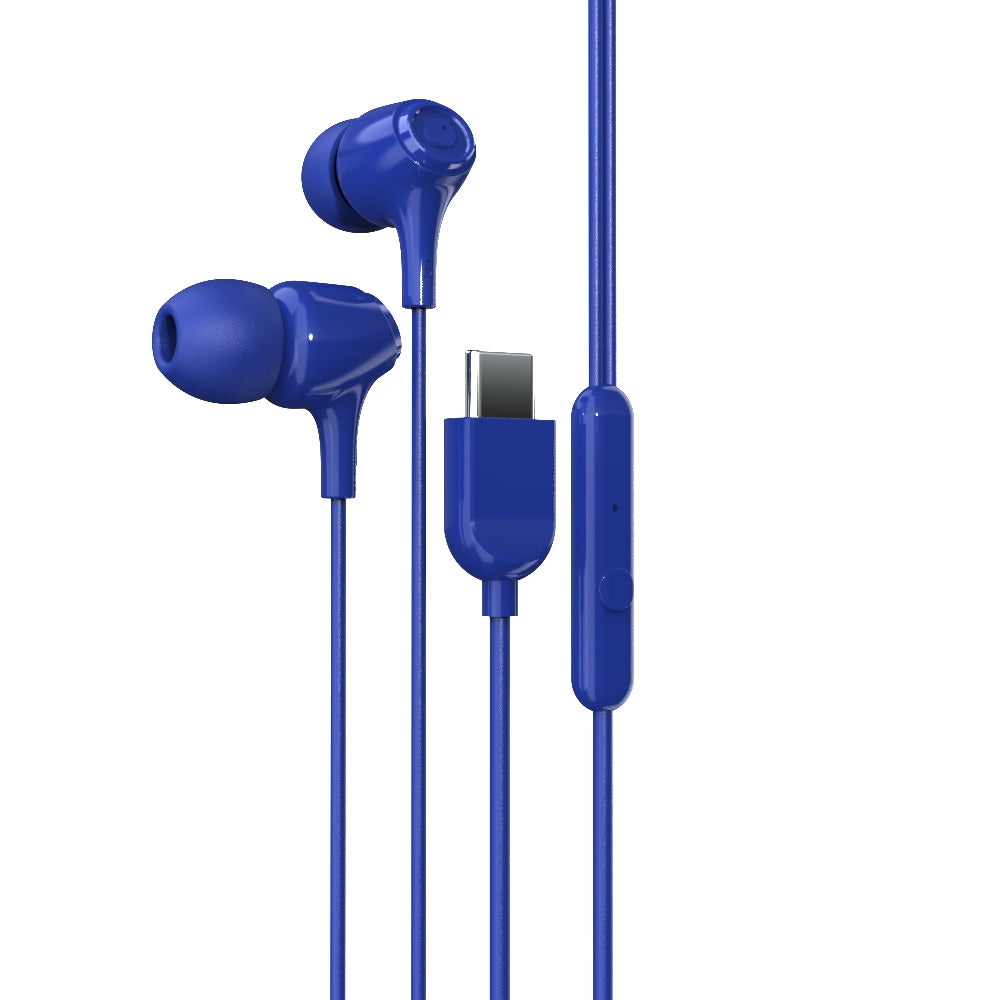 EM-01 Type C Wired Earphone with Noise Cancellation (Blue)