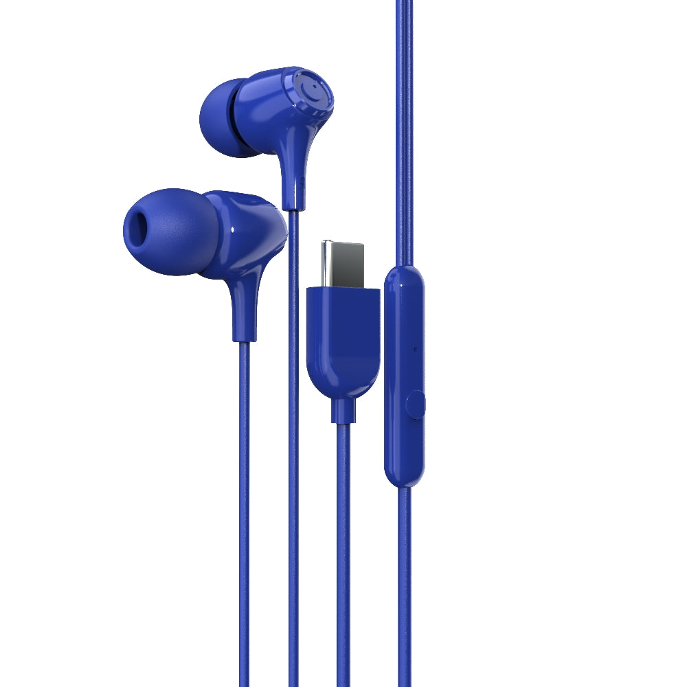 EM-01 Type C Wired Earphone with Noise Cancellation (Blue)