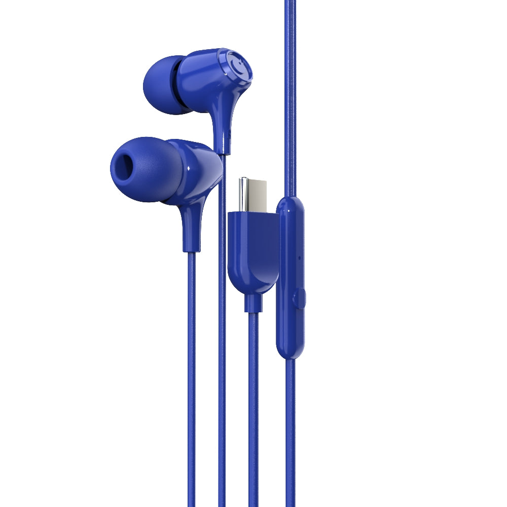 EM-01 Type C Wired Earphone with Noise Cancellation (Blue)