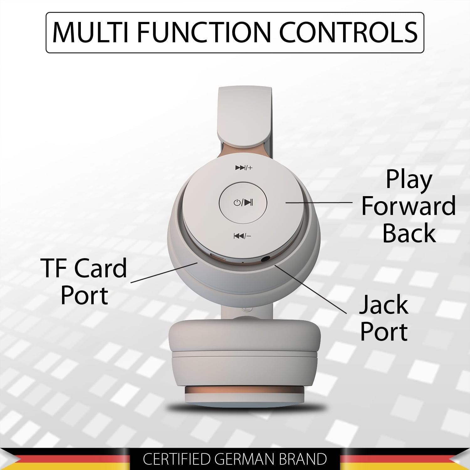  BH01 WH  Bluetooth Headphones | TF Card Slot & Built-in FMs