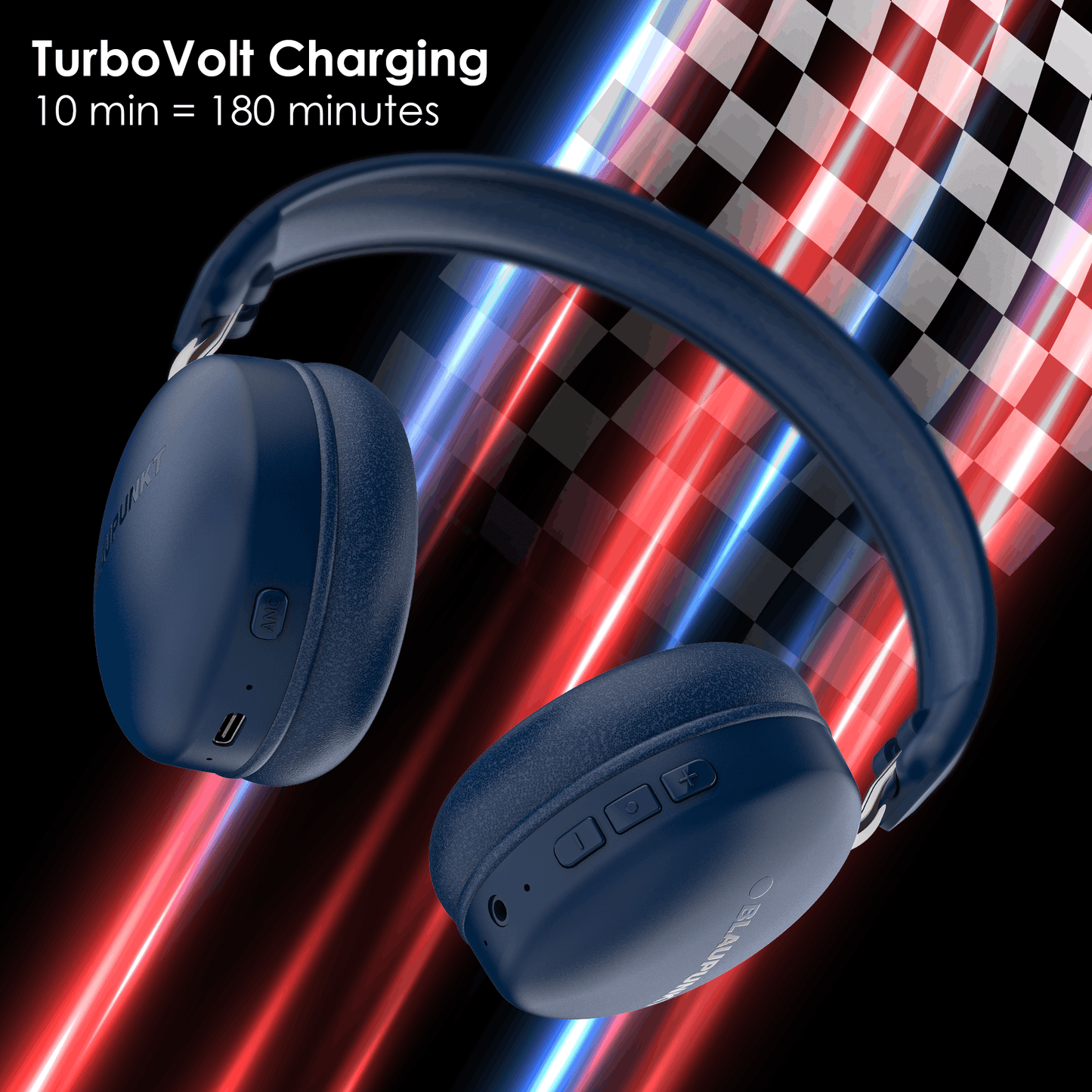 Blaupunkt BH51 ANC BL Headphones with TurboVolt Fast Charging