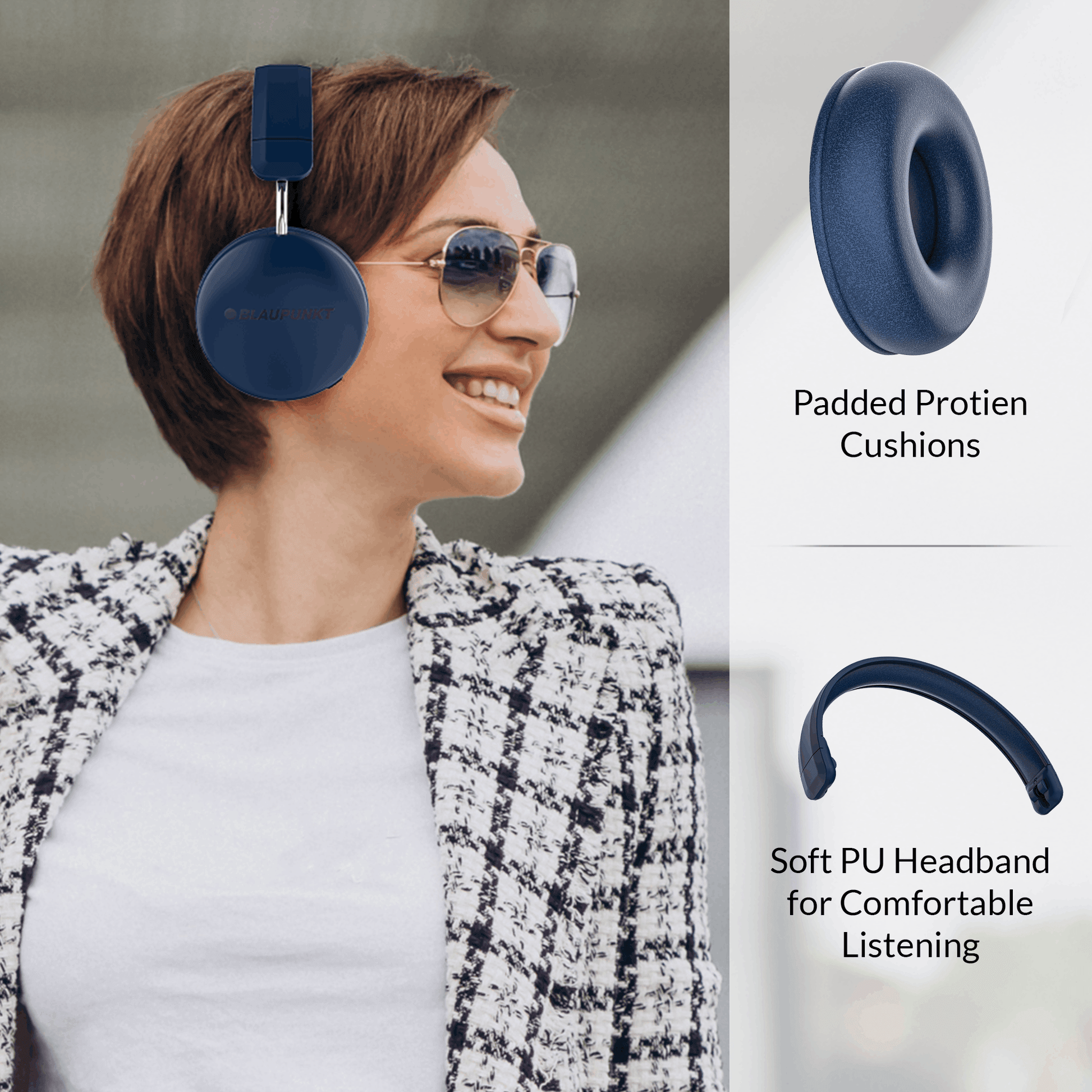 Blaupunkt BH51 ANC BL Headphones | Padded Protien Cushions