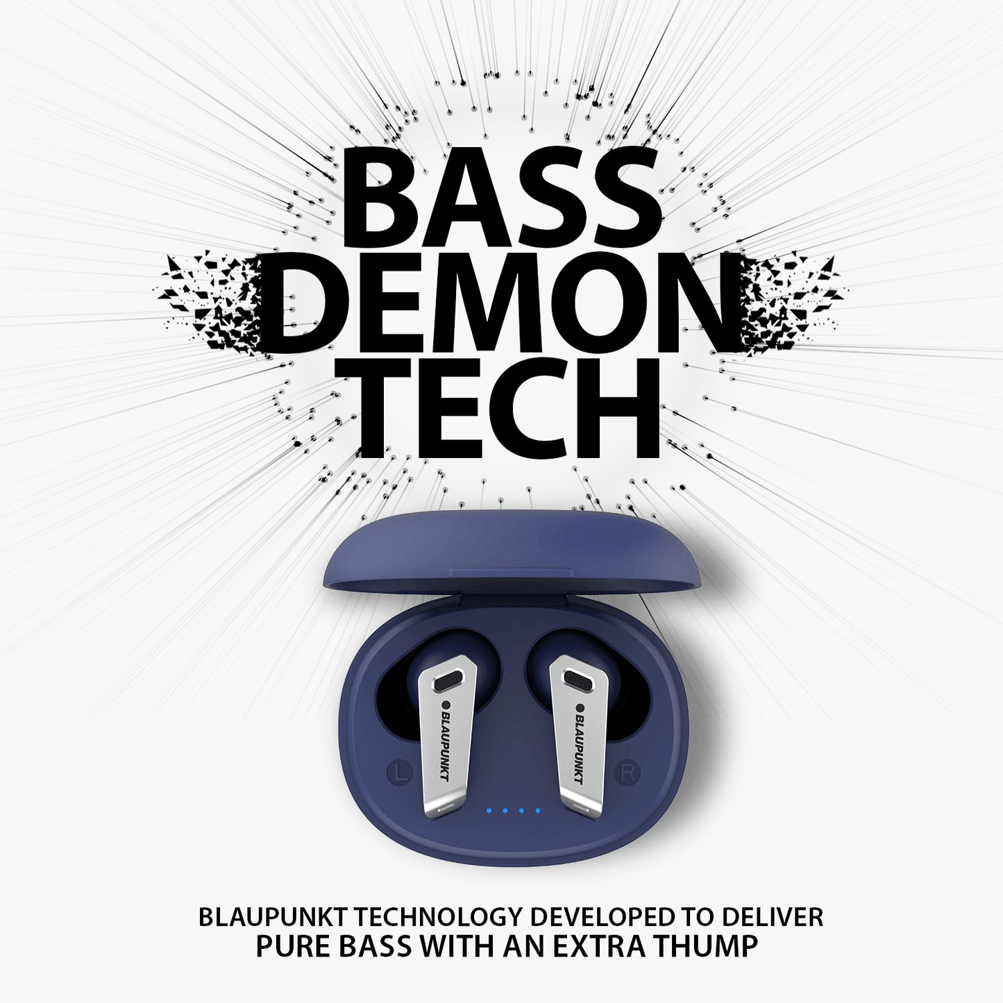 Blaupunkt BTW300 Blue Earbuds |Bass Demon Tech