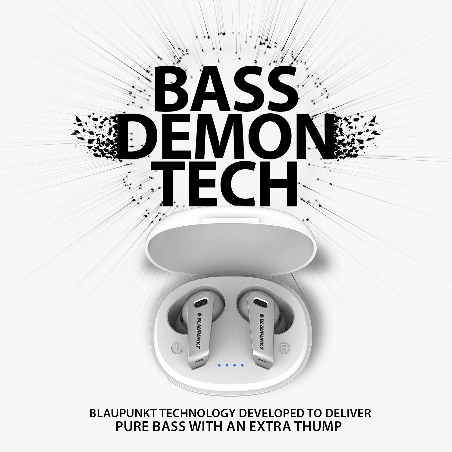 Blaupunkt BTW300 White Earbuds |Bass Demon Tech