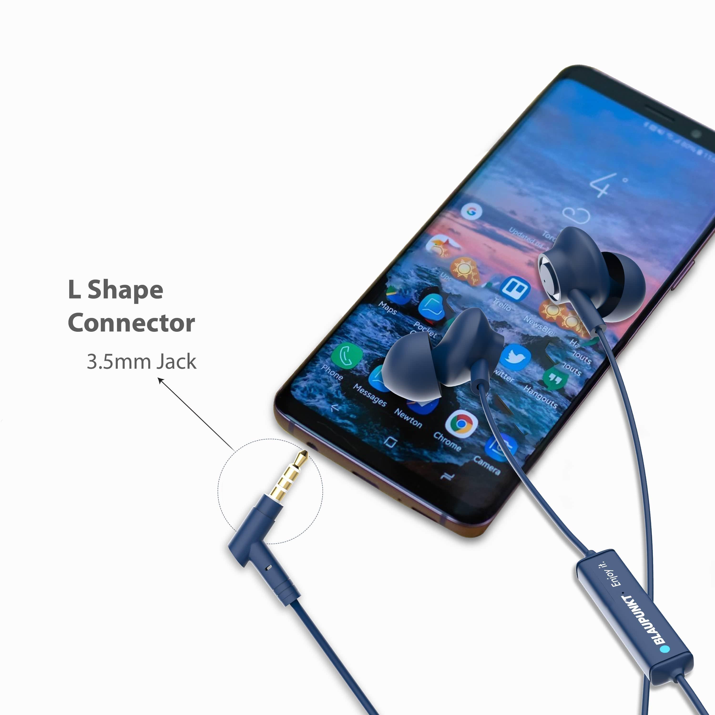 Blaupunkt EM-10 BL (Blue)| Wired Earphone|L shape Connector 305mm Jack